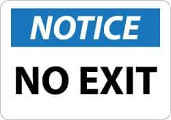 NMC - Notice - No Exit, Plastic Exit Sign - 14" Wide x 10" High - USA Tool & Supply