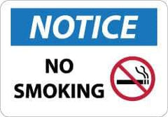 NMC - "Notice - No Smoking", 10" Long x 14" Wide, Pressure-Sensitive Vinyl Safety Sign - Rectangle, 0.004" Thick, Use for Accident Prevention - USA Tool & Supply
