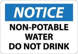 NMC - "Notice - Non-Potable Water - Do Not Drink", 10" Long x 14" Wide, Aluminum Safety Sign - Rectangle, 0.04" Thick, Use for Hazardous Materials - USA Tool & Supply
