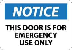 NMC - Notice - This Door Is for Emergency Use Only, Plastic Exit Sign - 14" Wide x 10" High - USA Tool & Supply