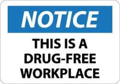NMC - "Notice - This Is a Drug-Free Workplace", 10" Long x 14" Wide, Pressure-Sensitive Vinyl Safety Sign - Rectangle, 0.004" Thick, Use for Smoking Regulations - USA Tool & Supply