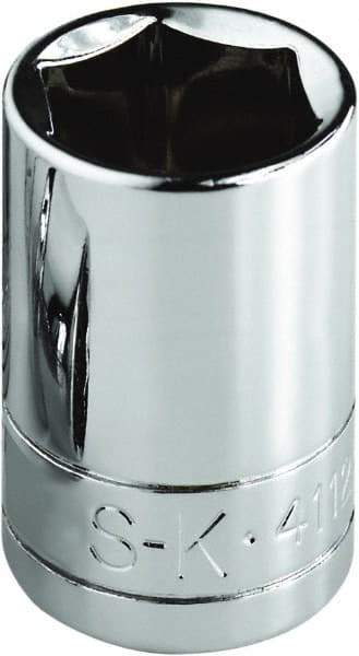 SK - 7/16", 1/4" Drive, Standard Hand Socket - 6 Points, Steel, Chrome Finish - USA Tool & Supply