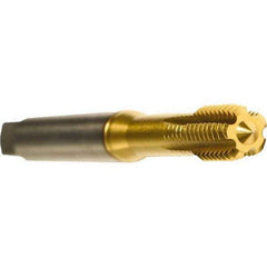 Emuge - 1/4-20 UNC 2BX Modified Bottoming Thread Forming Tap - Cobalt, TiN Finish, 3.15" OAL, 0.512" Thread Length, Right Hand Thread, Series Druck - USA Tool & Supply