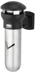 Rubbermaid - 0.6 Gal Stainless Steel Cigarette & Cigar Receptacle - 11-5/8" Wide x 18" High - USA Tool & Supply