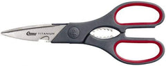 Clauss - 3" LOC, 8-1/4" OAL Titanium Standard Shears - Ambidextrous, 1 Blade Serrated, Plastic Straight Handle, For General Purpose Use - USA Tool & Supply