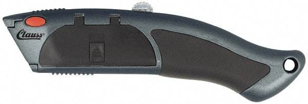 Clauss - Retractable Utility Knife - 2-1/4" Blade, Gray Zinc Oxide Handle, 10 Blades Included - USA Tool & Supply