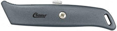 Clauss - Retractable Utility Knife - 2-1/4" Blade, Gray Steel Handle, 1 Blade Included - USA Tool & Supply