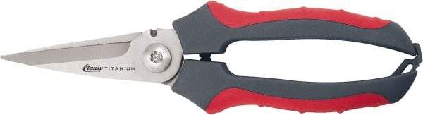 Clauss - 2-1/2" Length of Cut, Straight Pattern Multi-Purpose Snip - 8" OAL, Comfort Grip Handle - USA Tool & Supply