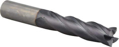 Niagara Cutter - 1", 4" LOC, 1" Shank Diam, 7" OAL, 4 Flute, Solid Carbide Square End Mill - Single End, TiAlN Finish, Spiral Flute, 30° Helix, Centercutting, Right Hand Cut, Right Hand Flute, Series C430 - USA Tool & Supply