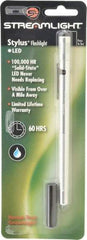 Streamlight - Blue LED Bulb, 2 Lumens, Mini Flashlight - Silver Aluminum Body, 3 AAAA Alkaline Batteries Included - USA Tool & Supply