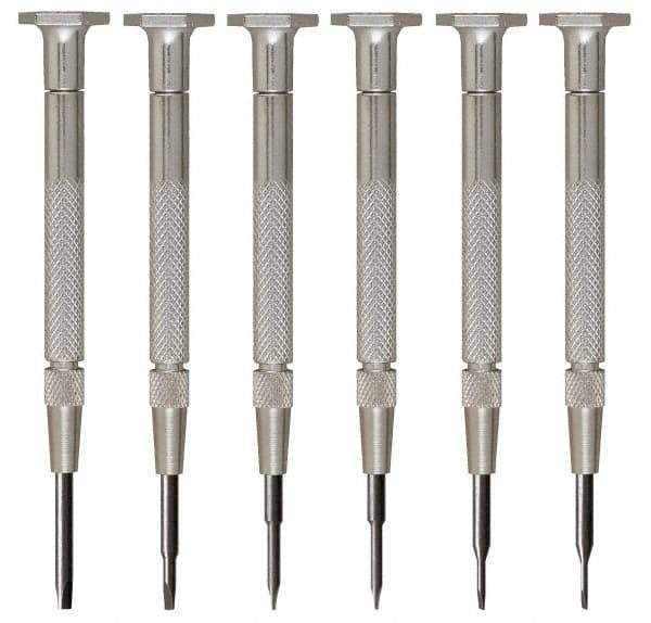 Moody Tools - 6 Piece Slotted Screwdriver Set - Blade Sizes: Width 0.025, 0.04, 0.055, 0.07, 0.08 & 0.1 - USA Tool & Supply