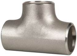 Merit Brass - 1-1/4" Grade 304L Stainless Steel Pipe Tee - Butt Weld x Butt Weld x Butt Weld End Connections - USA Tool & Supply