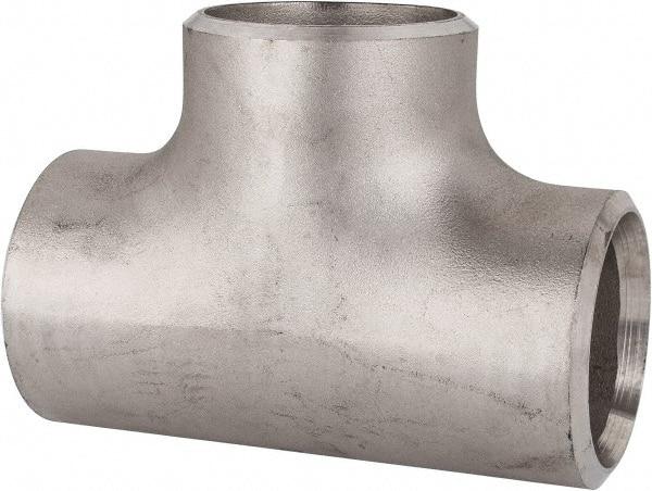 Merit Brass - 2-1/2" Grade 304L Stainless Steel Pipe Tee - Butt Weld x Butt Weld x Butt Weld End Connections - USA Tool & Supply