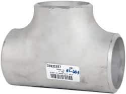 Merit Brass - 3" Grade 304L Stainless Steel Pipe Tee - Butt Weld x Butt Weld x Butt Weld End Connections - USA Tool & Supply