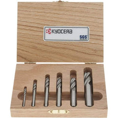 SGS - 1/8 to 1/2", 4 Flute Square End Mill Set - Uncoated, Solid Carbide, Single End, 1/8, 3/16, 1/4, 5/16, 3/8, 1/2" Shank Diam, Centercutting - USA Tool & Supply