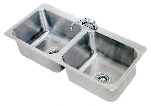 Advance Tabco - 20" Long x 16" Wide Inside, 2 Compartment, Stainless Steel Stainless Steel Drop In Sink - 18 Gauge, 45-1/2" Long x 20-1/2" Wide Outside, 8" Deep - USA Tool & Supply