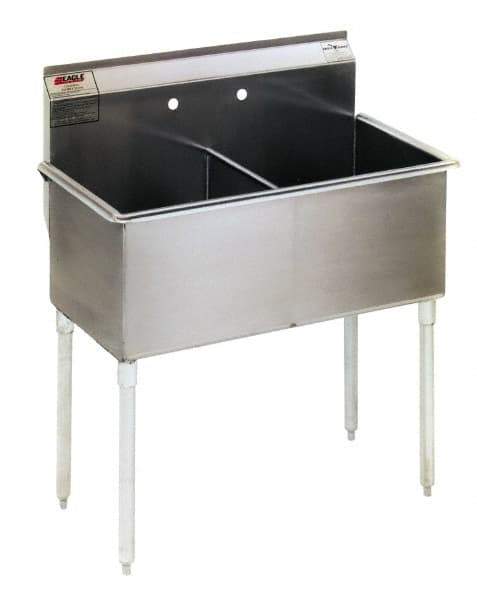 Eagle MHC - 48" Long x 24" Wide Inside, 2 Compartment, Stainless Steel Stainless Steel Scullery Sink - 16 Gauge, 51" Long x 27-1/2" Wide x 42" High Outside, 14" Deep - USA Tool & Supply