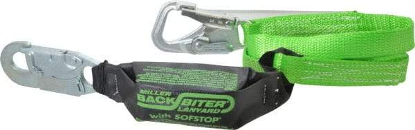 Miller - 6' Long, 1 Leg Locking Snap Hook Harness Shock Absorbing Lanyard - Polyester/Cordura Nylon Webbing, Locking Snap Hook Anchorage Connection - USA Tool & Supply