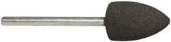 Cratex - 1/2" Max Diam x 3/4" Thick, Shape Code B42, Rubberized Point - Medium Grade, Aluminum Oxide, Mounted - USA Tool & Supply