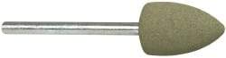 Cratex - 1/2" Max Diam x 3/4" Thick, Shape Code B42, Rubberized Point - Fine Grade, Aluminum Oxide, Mounted - USA Tool & Supply