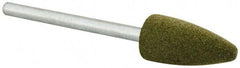 Cratex - 3/8" Max Diam x 3/4" Thick, Shape Code B52, Rubberized Point - Fine Grade, Aluminum Oxide, Mounted - USA Tool & Supply