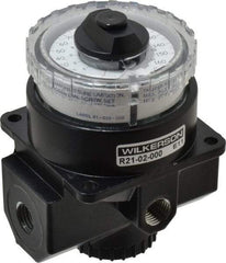 Wilkerson - 1/4 NPT Port, 117 CFM, Zinc Dial Air Regulator - 5 to 160 psi Range, 300 Max psi Supply Pressure, 1/4" Gauge Port Thread, 3.2" Wide x 4.19" High - USA Tool & Supply