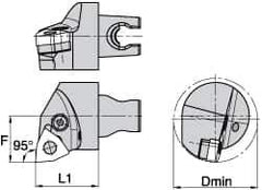 Kennametal - Left Hand Cut, Size KM3225, WN.. Insert Compatiblity, Internal Modular Turning & Profiling Cutting Unit Head - 22mm Ctr to Cutting Edge, 30mm Head Length, Through Coolant, Series Kenlever - USA Tool & Supply