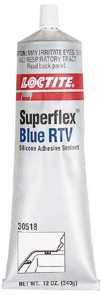 Loctite - 12 oz Tube Blue RTV Silicone Gasket Sealant - 500°F Max Operating Temp, 30 min Tack Free Dry Time, 24 hr Full Cure Time, Series 234 - USA Tool & Supply