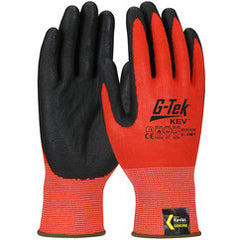 09-K1640/S Gloves w/Kevlar Brand - G-Tek KEV - Kevlar Engineered Yarn - Red 13 Gauge - Nitrile Foam - ANSI A4 - USA Tool & Supply