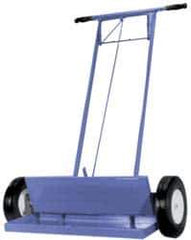 Made in USA - 36" Long Push Magnetic Sweeper with Wheels - 4-1/2" Wide x 1-1/2" High x 48" Long, 10" Wheel Diam, 2-1/2" Clearance - USA Tool & Supply