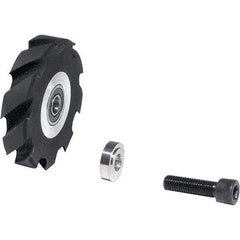 Dynabrade - 2" Diam x 1/2" Wide Contact Wheel Assembly - 1/4" Arbor Hole, Crowned, 90 Duro Urethane Face - USA Tool & Supply