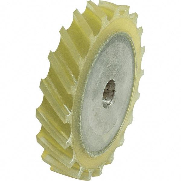 Dynabrade - 4" Diam x 5/8" Wide Contact Wheel - 1/4" Arbor Hole, Scoop, 90 Duro Urethane Face - USA Tool & Supply