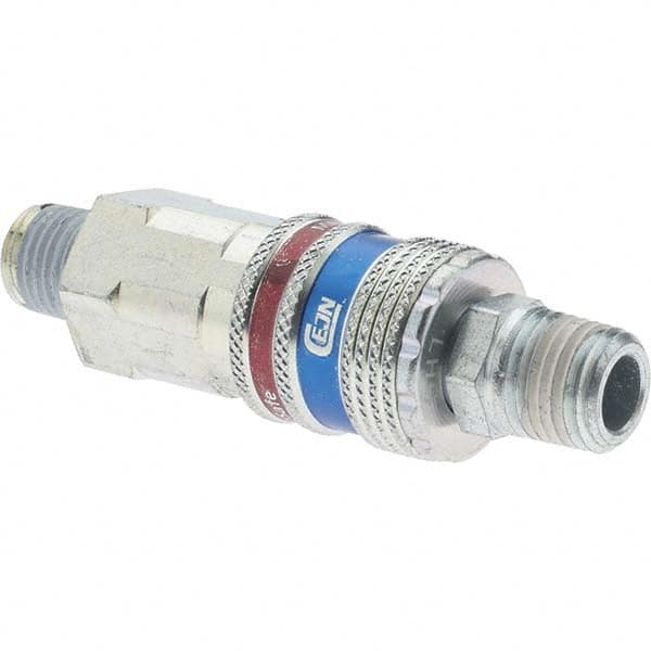 Dynabrade - 2 Piece 1/4" Body 1/4 NPT 150 psi Brass/Steel Industrial Pneumatic Coupling Plug Set - USA Tool & Supply