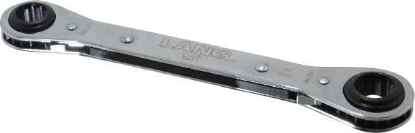 Lang - 5/8" x 3/4" 12 Point Reversible Ratcheting Box Wrench - Double End, 8-1/8" OAL, Steel, Nickel Chrome Finish - USA Tool & Supply