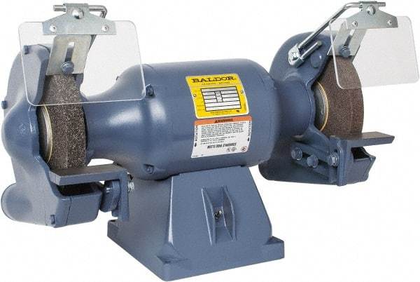 Baldor - 8" Wheel Diam x 1" Wheel Width, 3/4 hp Grinder - 3/4" Arbor Hole Diam, 1 Phase, 1,800 Max RPM, 115/230 Volts - USA Tool & Supply