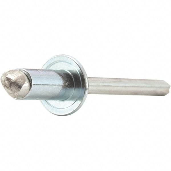 STANLEY Engineered Fastening - Size 4 Dome Head Stainless Steel Open End Blind Rivet - Stainless Steel Mandrel, 0.313" to 3/8" Grip, 1/8" Head Diam, 0.129" to 0.133" Hole Diam, 0.077" Body Diam - USA Tool & Supply