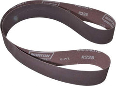 Norton - 2" Wide x 60" OAL, 120 Grit, Aluminum Oxide Abrasive Belt - Aluminum Oxide, Fine, Coated, X Weighted Cloth Backing, Series R228 - USA Tool & Supply