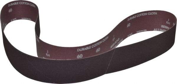 Norton - 2-1/2" Wide x 60" OAL, 60 Grit, Aluminum Oxide Abrasive Belt - Aluminum Oxide, Medium, Coated, X Weighted Cloth Backing, Series R228 - USA Tool & Supply