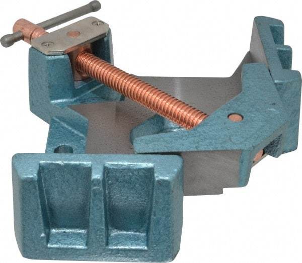 Wilton - Fixed Angle, 2 Axes, 4-1/8" Long, 1-3/8" Jaw Height, 3-11/32" Max Capacity, Cast Iron Angle & Corner Clamp - 90° Clamping Angle - USA Tool & Supply