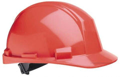 North - ANSI Type II, Class E Rated, 4-Point, Pin Lock Adjustment Hard Hat - One Size Fits Most, Orange, Standard Brim - USA Tool & Supply