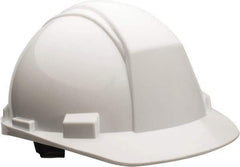 North - ANSI Type II, Class E Rated, 4-Point, Ratchet Adjustment Hard Hat - Size 6-1/2 to 8, White, Standard Brim - USA Tool & Supply