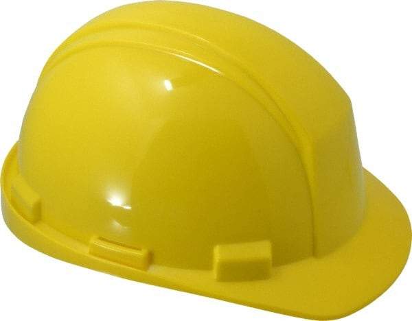 North - ANSI Type II, Class E Rated, 4-Point, Pin Lock Adjustment Hard Hat - Size 6-1/2 to 8, Yellow, Standard Brim - USA Tool & Supply