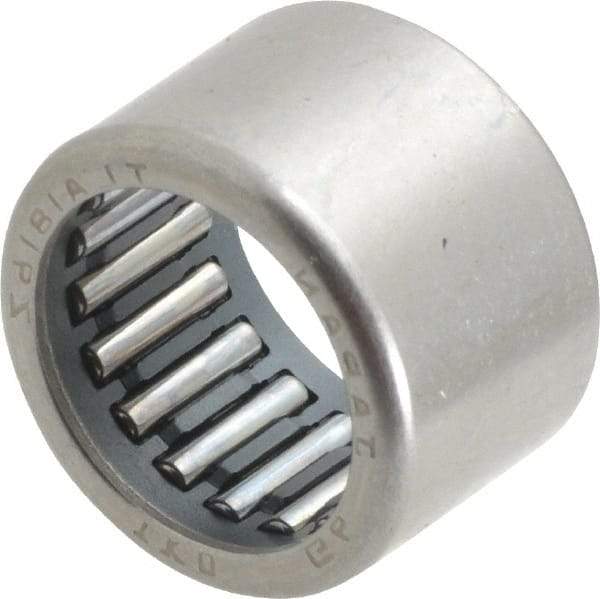 IKO - 0.709" Bore Diam, 2,600 Lb. Dynamic Capacity, 18 x 24 x 16mm, Caged, Open End, Shell Needle Roller Bearing - 0.945" Outside Diam, 0.63" Wide - USA Tool & Supply