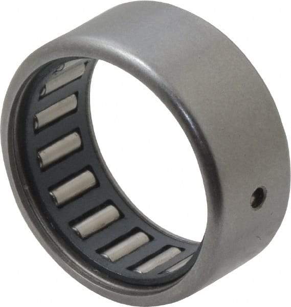 IKO - 11/16" Bore Diam, 1,290 Lb. Dynamic Capacity, 11/16 x 7/8 x 3/8", Caged, Open End, Shell Needle Roller Bearing - 7/8" Outside Diam, 3/8" Wide - USA Tool & Supply