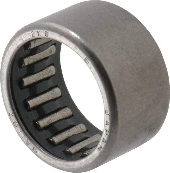 IKO - 11/16" Bore Diam, 1,930 Lb. Dynamic Capacity, 11/16 x 7/8 x 1/2", Caged, Open End, Shell Needle Roller Bearing - 7/8" Outside Diam, 1/2" Wide - USA Tool & Supply