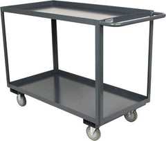 Durham - 1,200 Lb Capacity, 24" Wide x 48" Long x 37-3/4" High Service Cart - 2 Shelf, Steel, Hard Rubber Casters - USA Tool & Supply