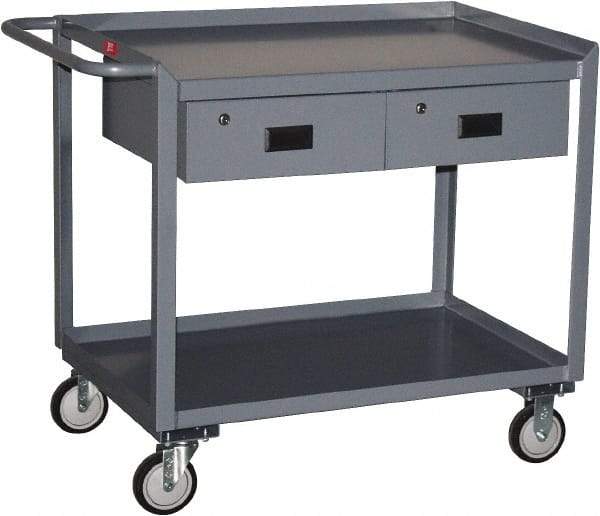 Jamco - 1,200 Lb Capacity, 30" Wide x 36" Long x 34" High Tool Cart - 2 Shelf, Steel, Hard Rubber Casters - USA Tool & Supply