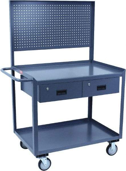 Jamco - 1,200 Lb Capacity, 30" Wide x 36" Long x 58" High Tool Cart - 2 Shelf, Steel, Hard Rubber Casters - USA Tool & Supply