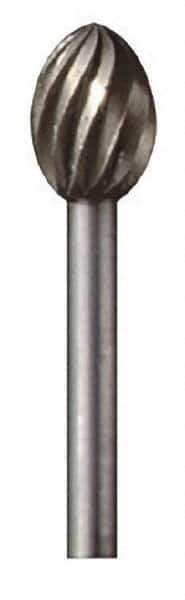Dremel - 5/16" Cut Diam, 1/8" Shank Diam, Egg Head Single Cut Burr - High Speed Steel, Point End - USA Tool & Supply