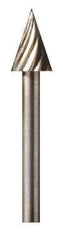 Dremel - 1/4" Cut Diam, 1/8" Shank Diam, Cone Head Single Cut Burr - High Speed Steel, Point End - USA Tool & Supply